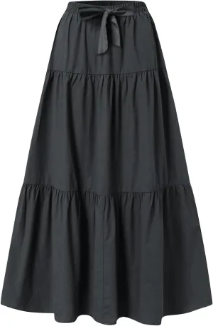 High Waisted Maxi Skirt for Women Summer Tiered Elastic Elegant Skirts Ruffle A Line Skirt Swing Long Skirts (S-2Xl)