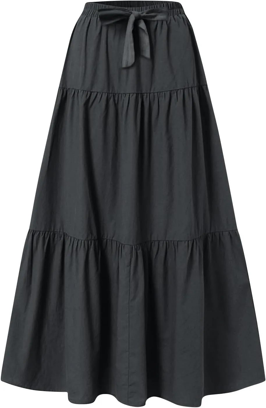 High Waisted Maxi Skirt for Women Summer Tiered Elastic Elegant Skirts Ruffle A Line Skirt Swing Long Skirts (S-2Xl)