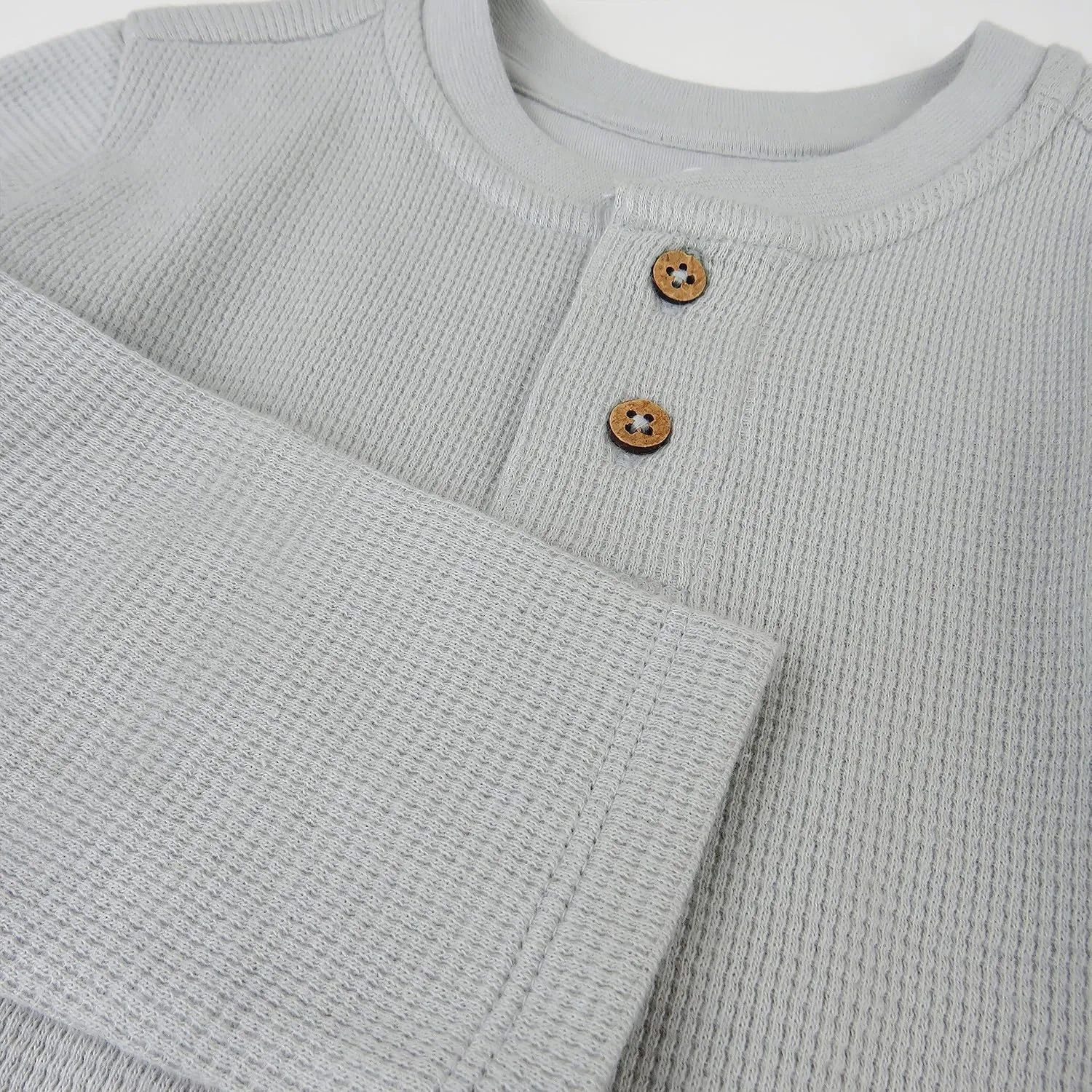 HonestBaby 5-Pack Waffle Henley Long Sleeve Shirts 100% Organic Cotton for Infant Baby and Toddler Boys, Unisex