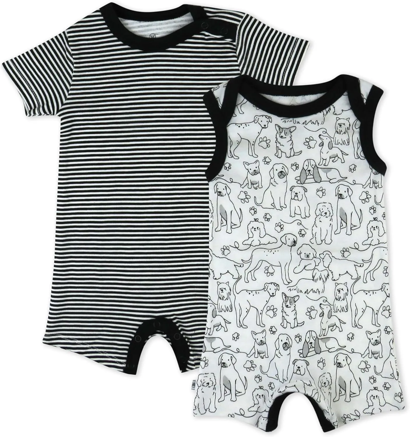 HonestBaby baby-boys 2-pack Shortall Romper 100% Organic Cotton for Infant, Baby Boys