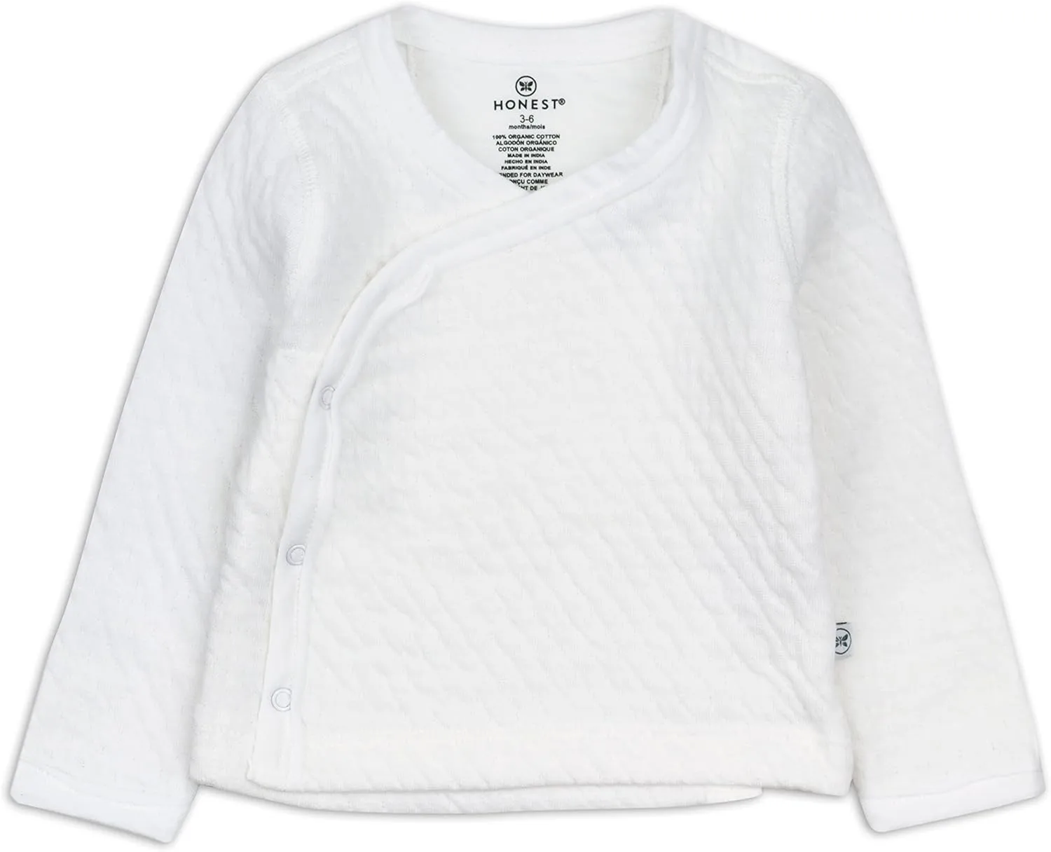 HonestBaby Baby Side-Snap Matelasse Mini Quilted Cozy 100% Organic Cotton Top