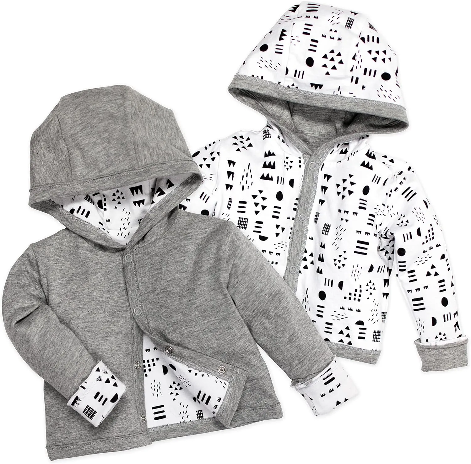 HonestBaby Front Hooded Jackets, Side-snap Top, Hoodies in Cozy 100% Organic Cotton Infant Baby Boys, Girls, Unisex