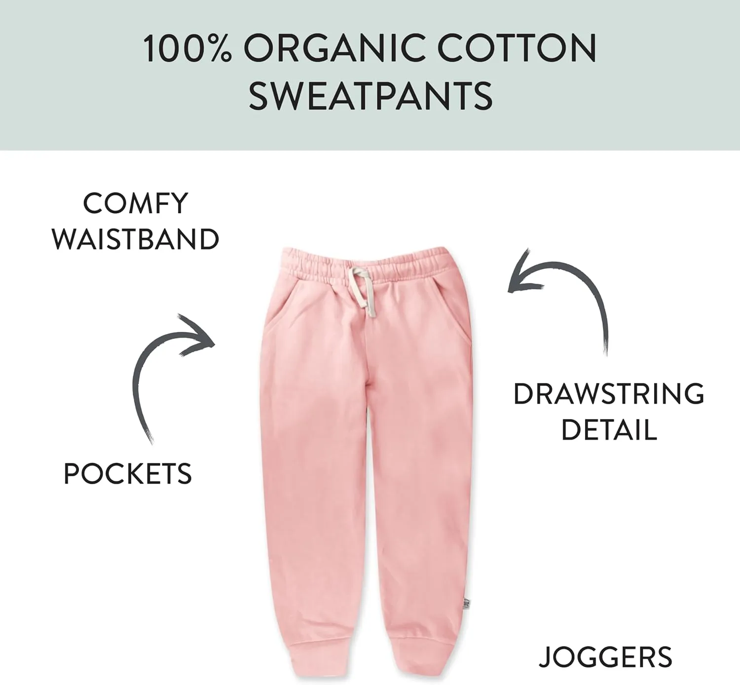 HonestBaby Terry Sweatpant 100% Organic Cotton for Toddler, Baby Boys, Girls