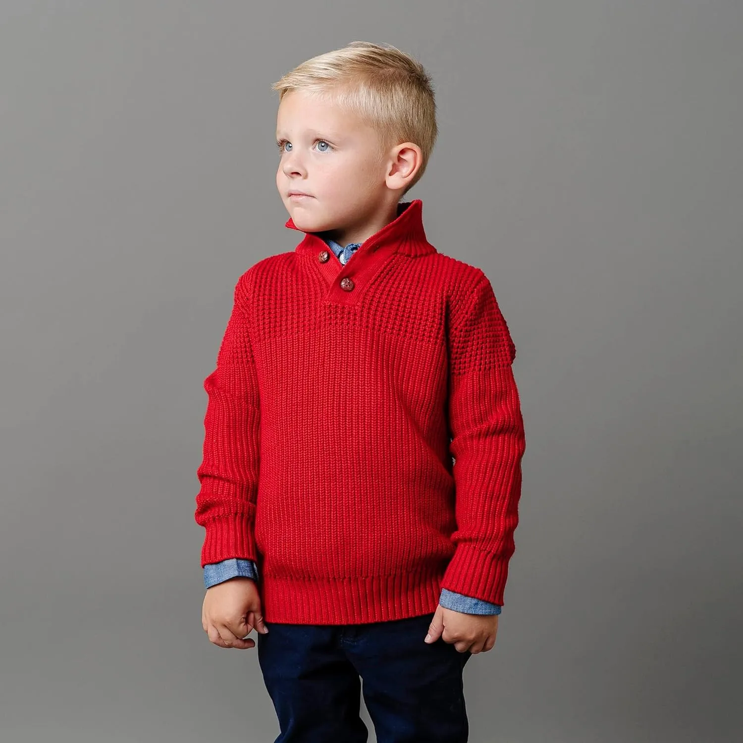 Hope & Henry Boys' Long Sleeve Mock Neck Sweater