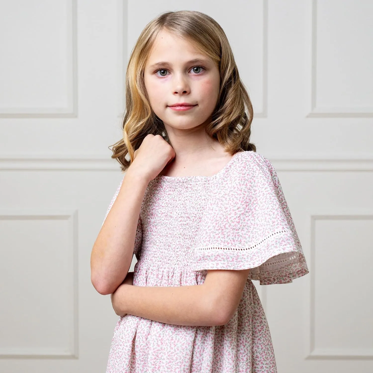 Hope & Henry Girls' Eyelet Shift Dress
