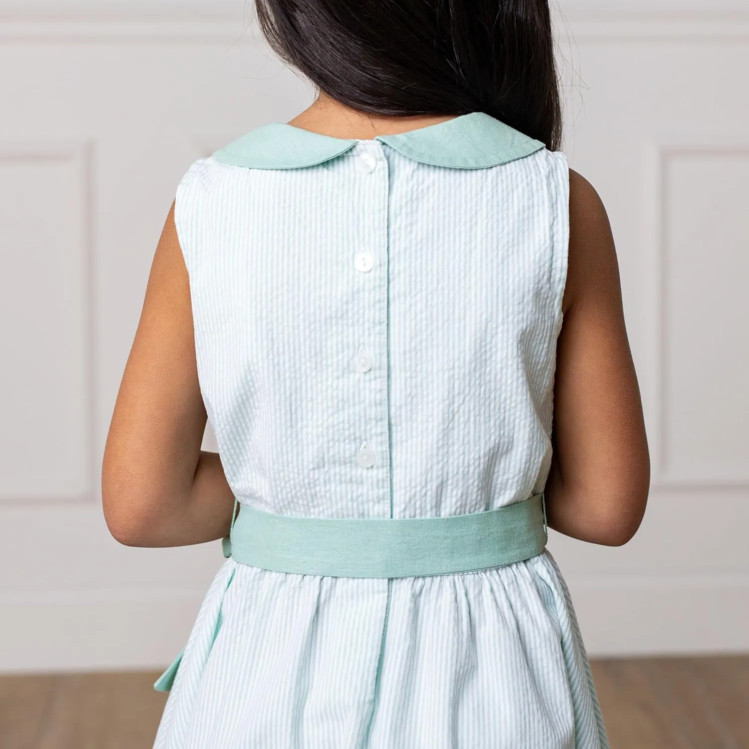 Hope & Henry Girls' Peter Pan Collar Seersucker Dress