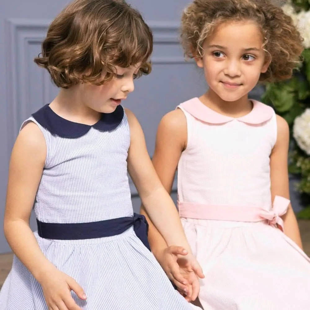Hope & Henry Girls' Peter Pan Collar Seersucker Dress