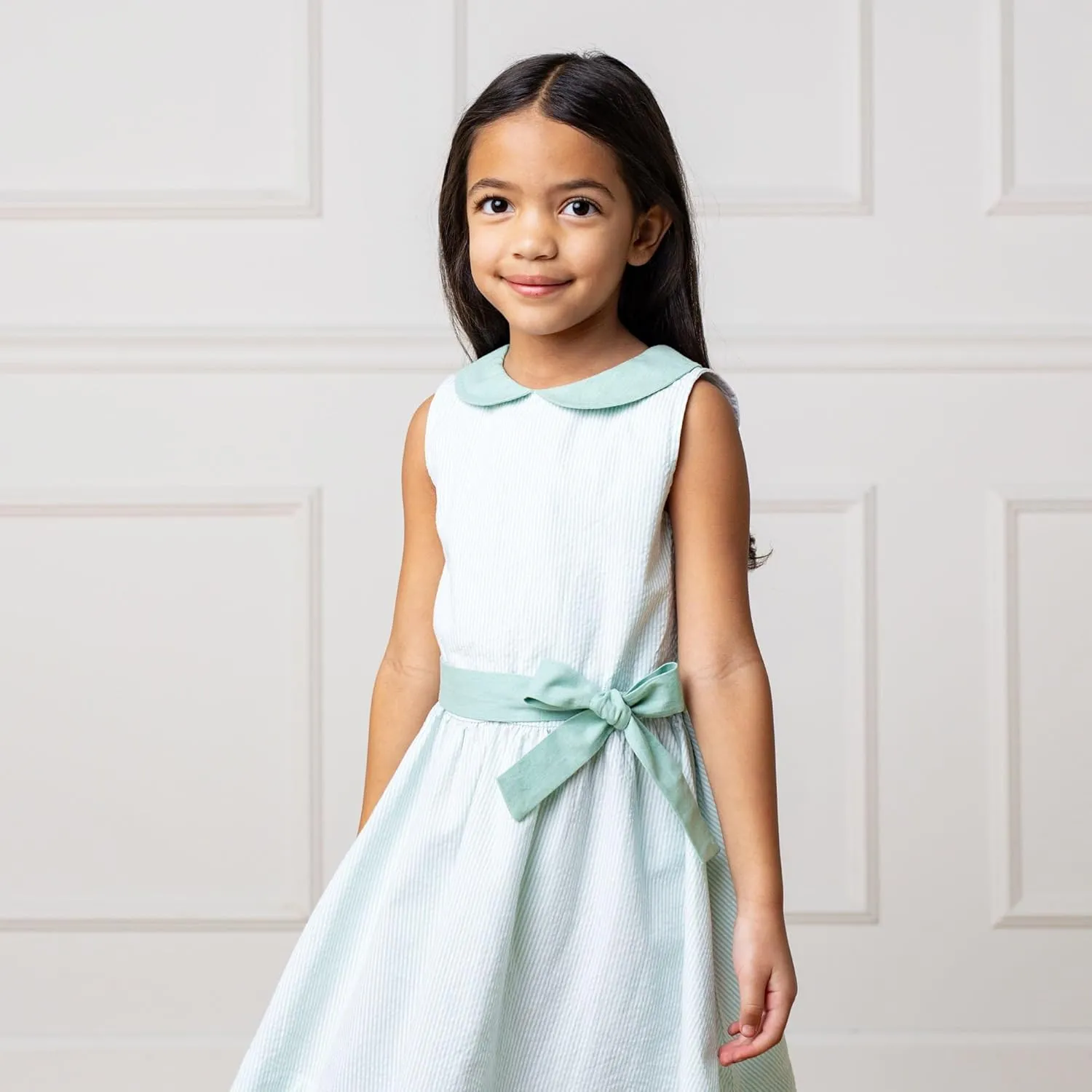 Hope & Henry Girls' Peter Pan Collar Seersucker Dress