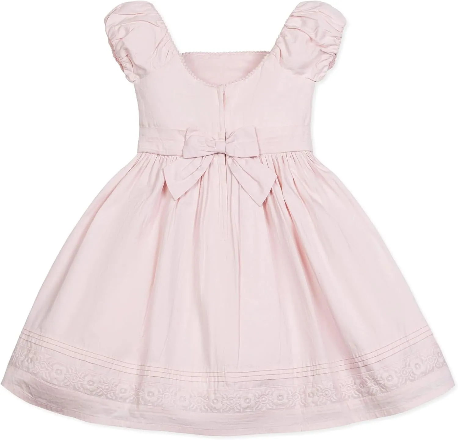 Hope & Henry Girls' Sleeveless Special Occasion Sun Dress with Bow Back Detail and Embroidery