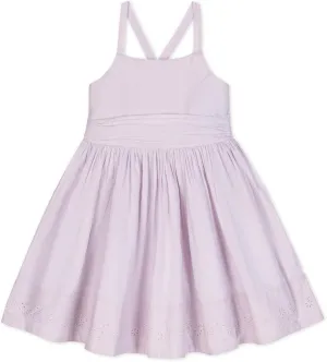 Hope & Henry Girls' Sleeveless Special Occasion Sun Dress with Bow Back Detail and Embroidery