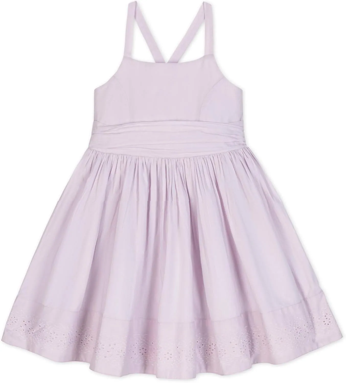 Hope & Henry Girls' Sleeveless Special Occasion Sun Dress with Bow Back Detail and Embroidery