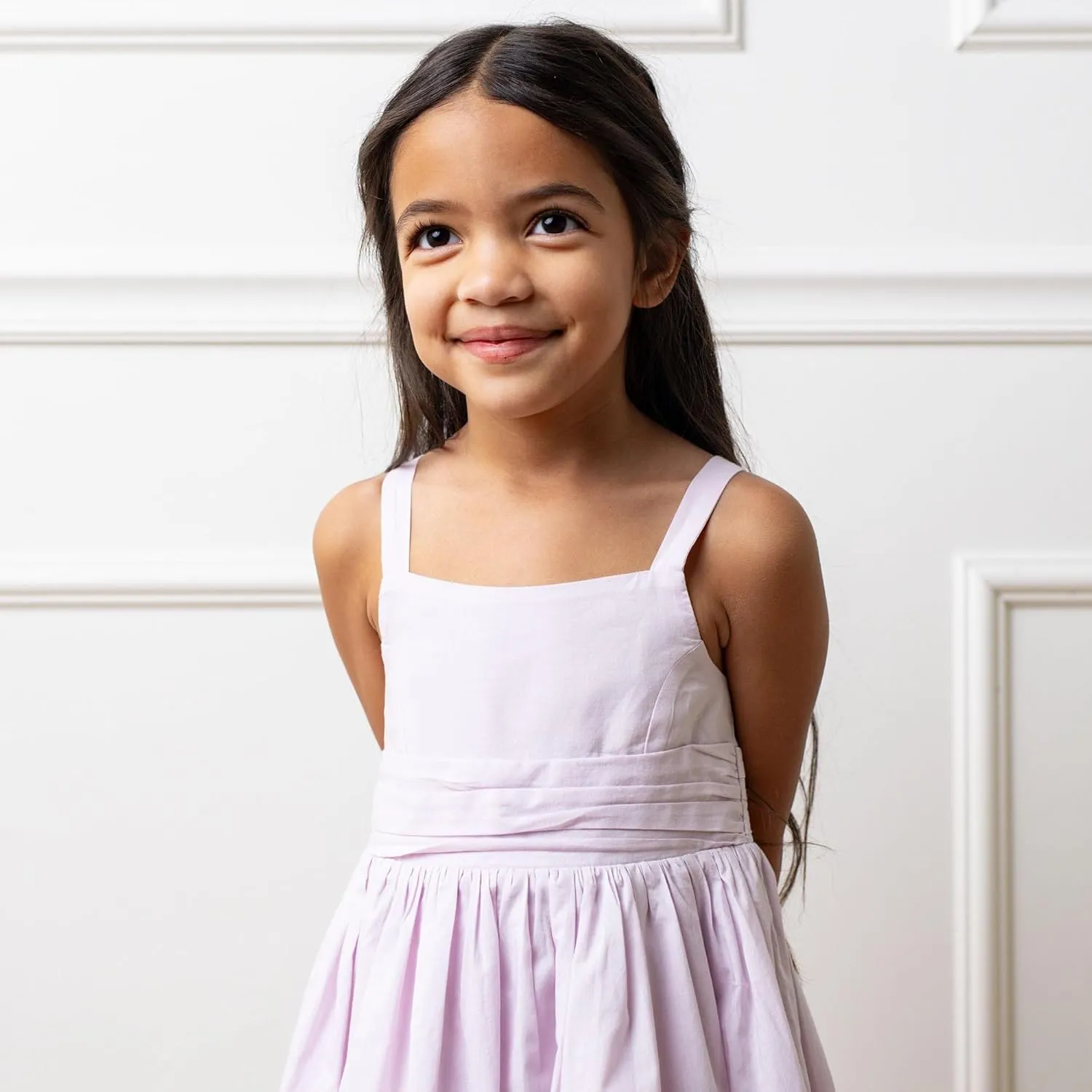 Hope & Henry Girls' Sleeveless Special Occasion Sun Dress with Bow Back Detail and Embroidery
