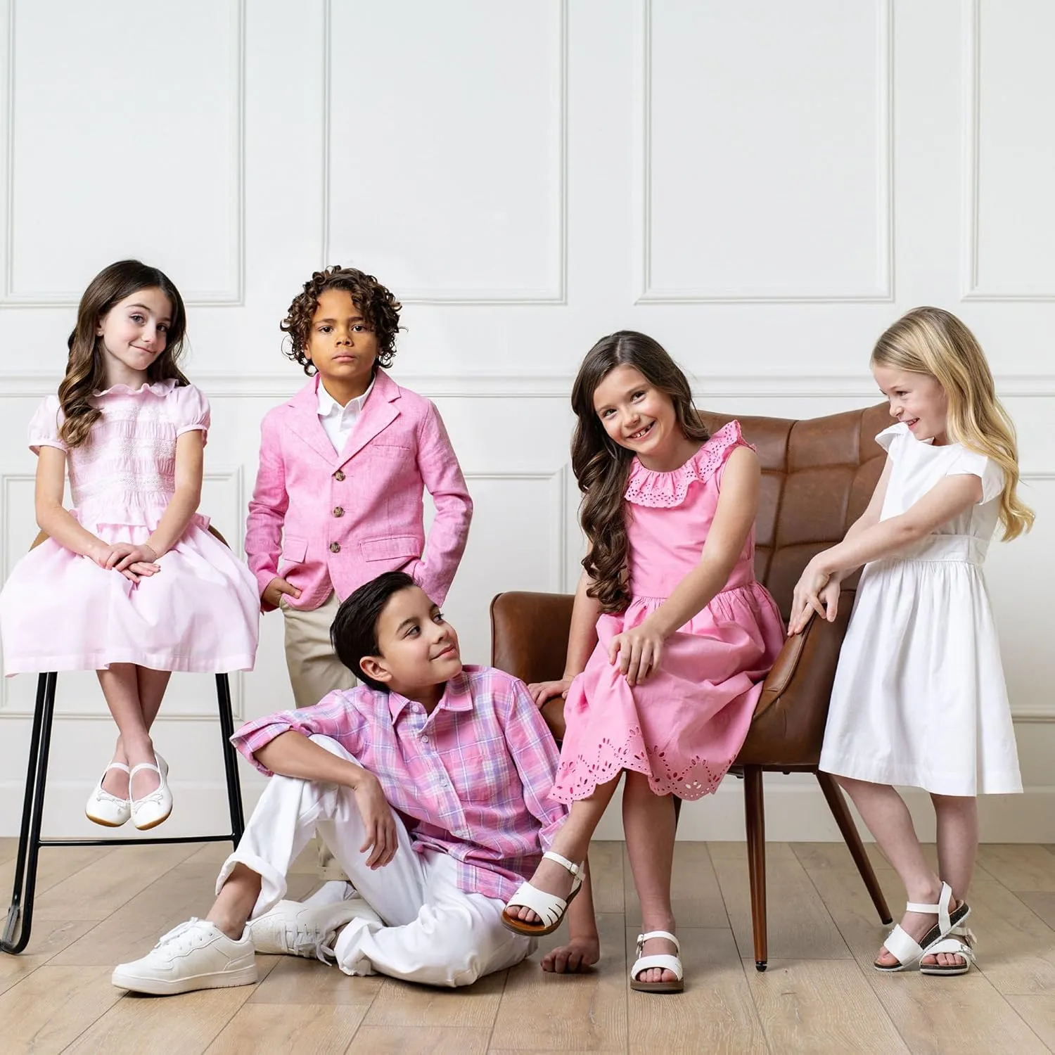 Hope & Henry Layette Baby Girl Woven Short Sleeve Dress with Peter Pan Collar