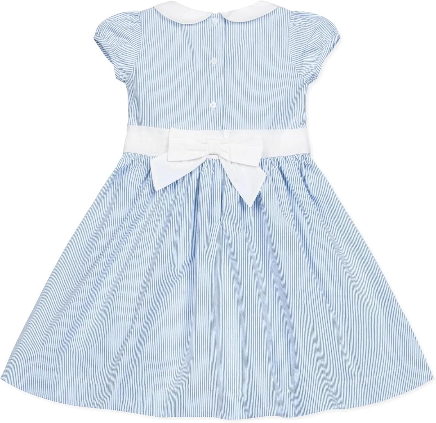Hope & Henry Layette Baby Girl Woven Short Sleeve Dress with Peter Pan Collar