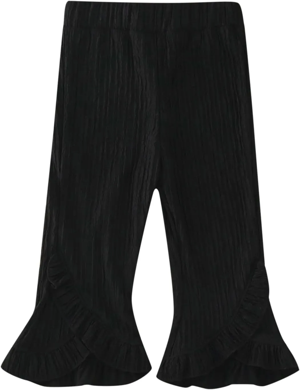Infant Baby Girls Solid Color Casual Flare Pants Elastic Waist Ruffles Hem Bell Bottom Trousers Baby Pants 12 Months
