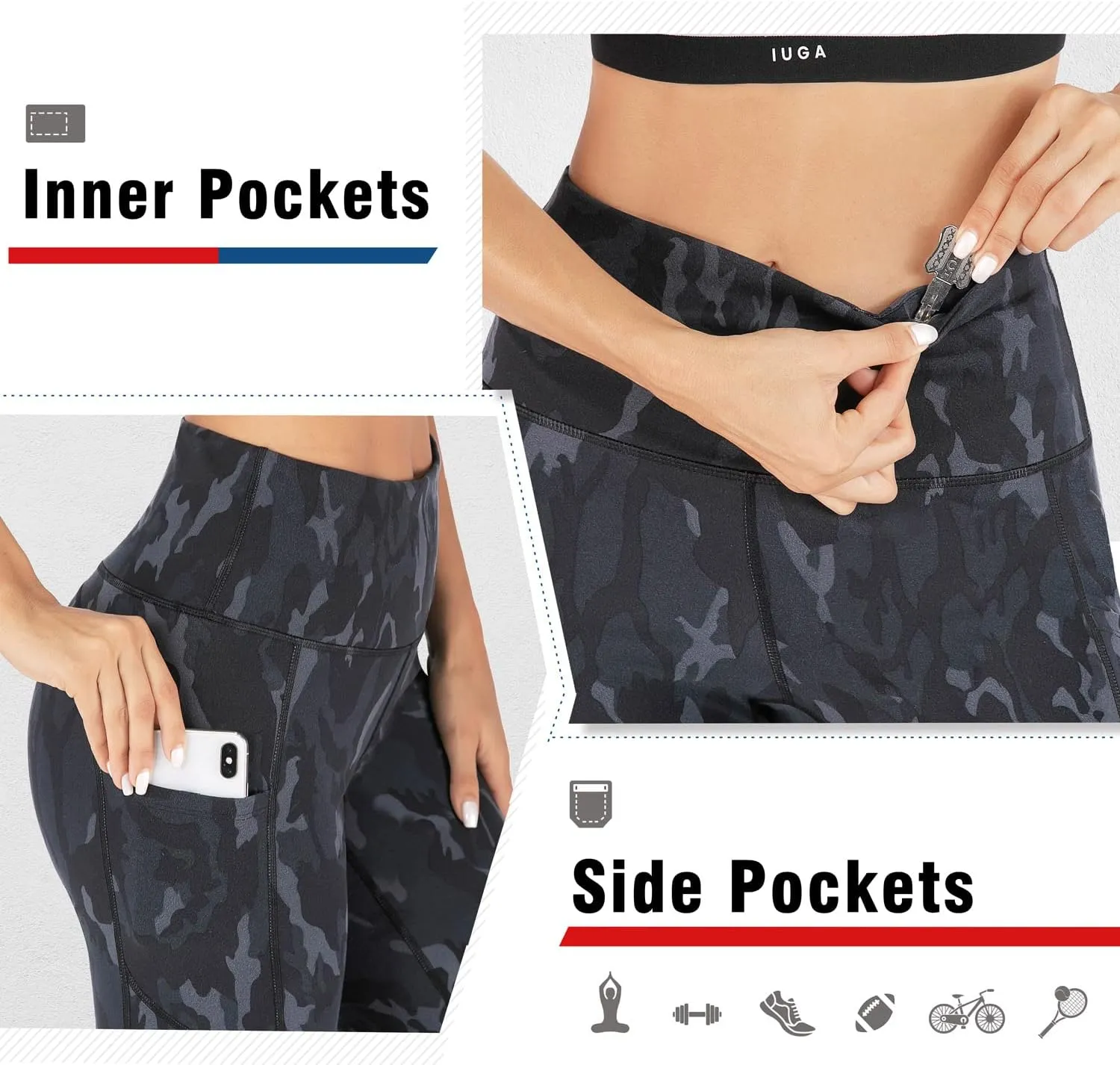 IUGA High Waisted Yoga Pants for Women with Pockets Capri Leggings for Women Workout Leggings for Women Yoga Capris