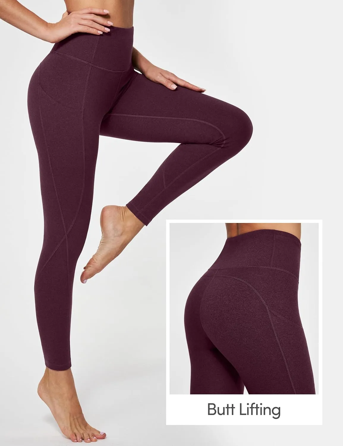 IUGA Leggings with Pockets for Women High Waisted Yoga Pants Women Tummy Control Workout Compression Running Leggings