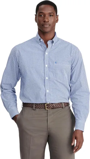 IZOD Men's Performance Comfort Long Sleeve Gingham Button Down Shirt