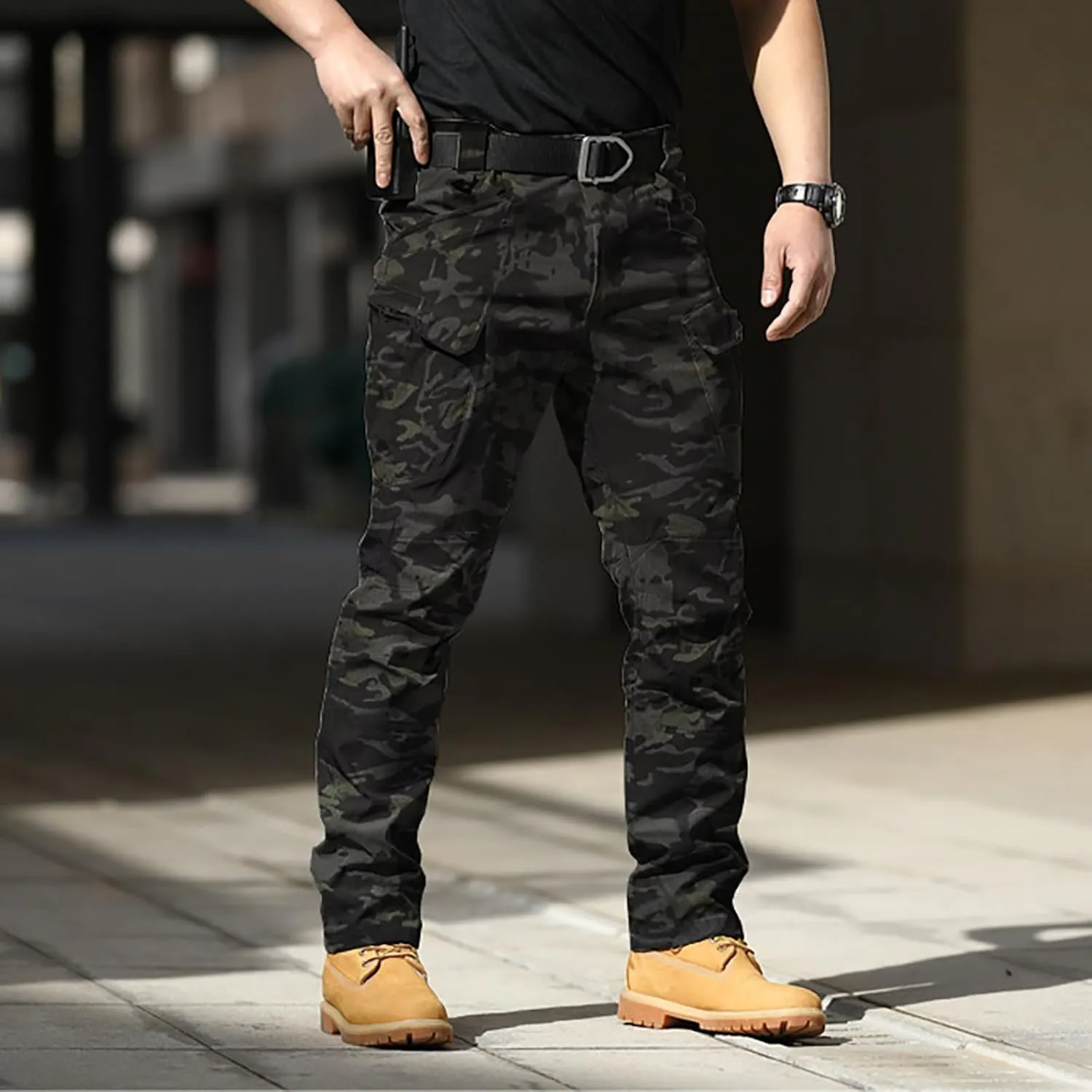 JOFOW Mens Cargo Pants Cargo Joggers Men Mens Elastic Waist Pants Cargo Sweatpants for Men