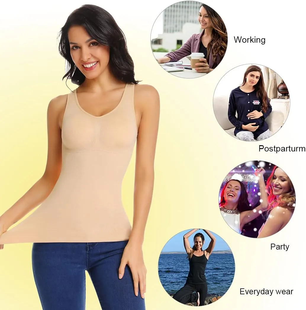 JOYSHAPER Women's Cami Shaper Tummy Control Padded Bra Camisole Cami Seamless Compression Tank Top Shapewear Body Shaper