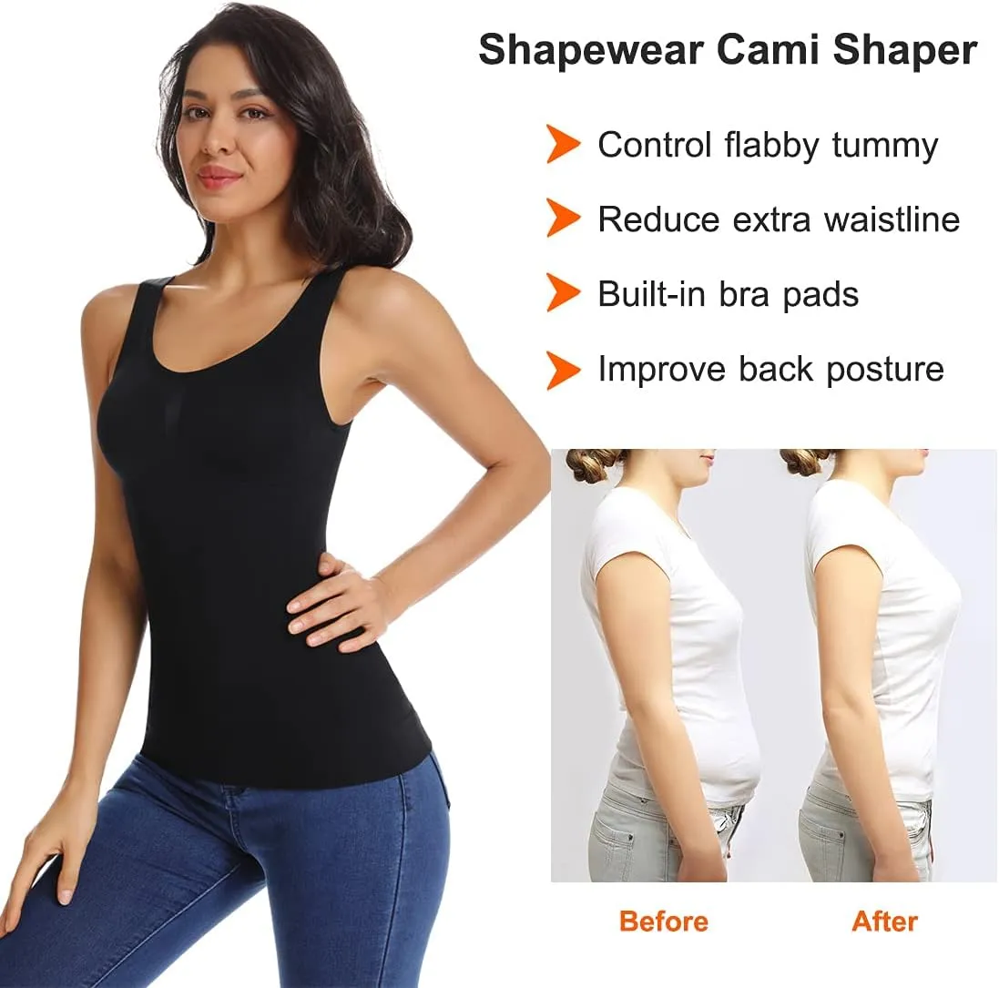 JOYSHAPER Women's Cami Shaper Tummy Control Padded Bra Camisole Cami Seamless Compression Tank Top Shapewear Body Shaper