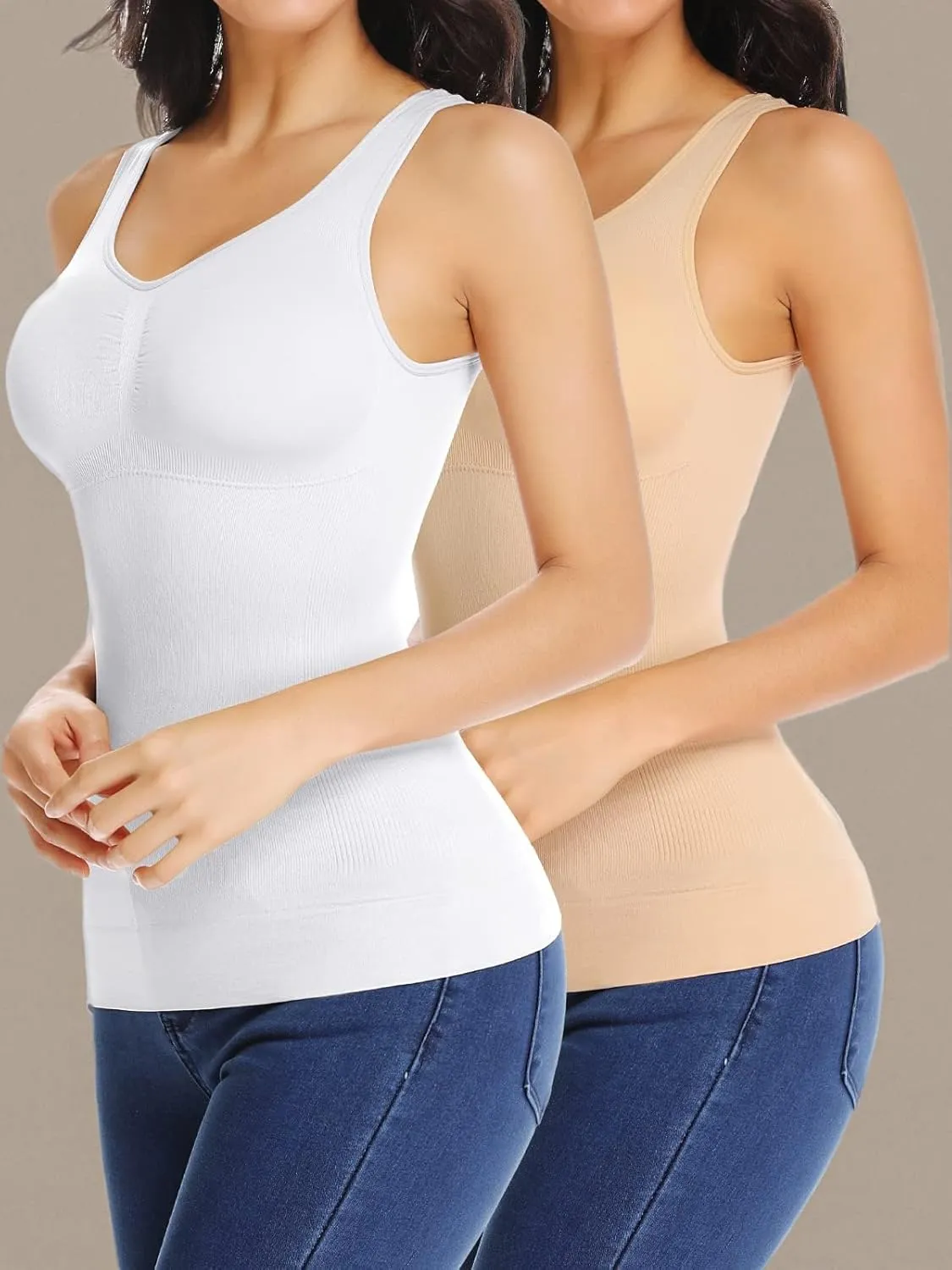 JOYSHAPER Women's Cami Shaper Tummy Control Padded Bra Camisole Cami Seamless Compression Tank Top Shapewear Body Shaper
