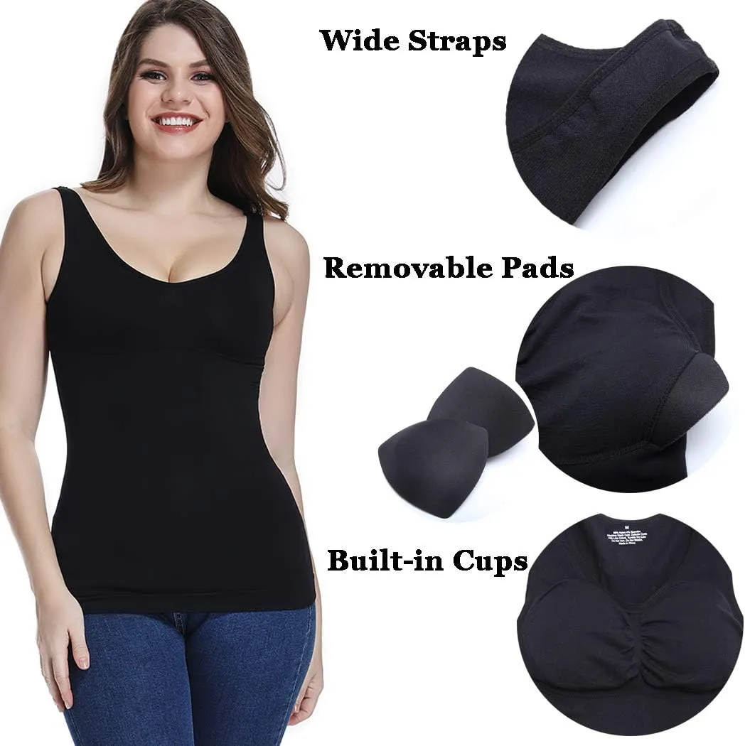 JOYSHAPER Women's Cami Shaper Tummy Control Padded Bra Camisole Cami Seamless Compression Tank Top Shapewear Body Shaper