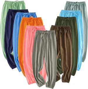 Kids Baggy Sweatpants Boys Girls Toddler Wide Leg Casual Pants Elastic Waist Loose Fit Joggers Solid Color Trousers