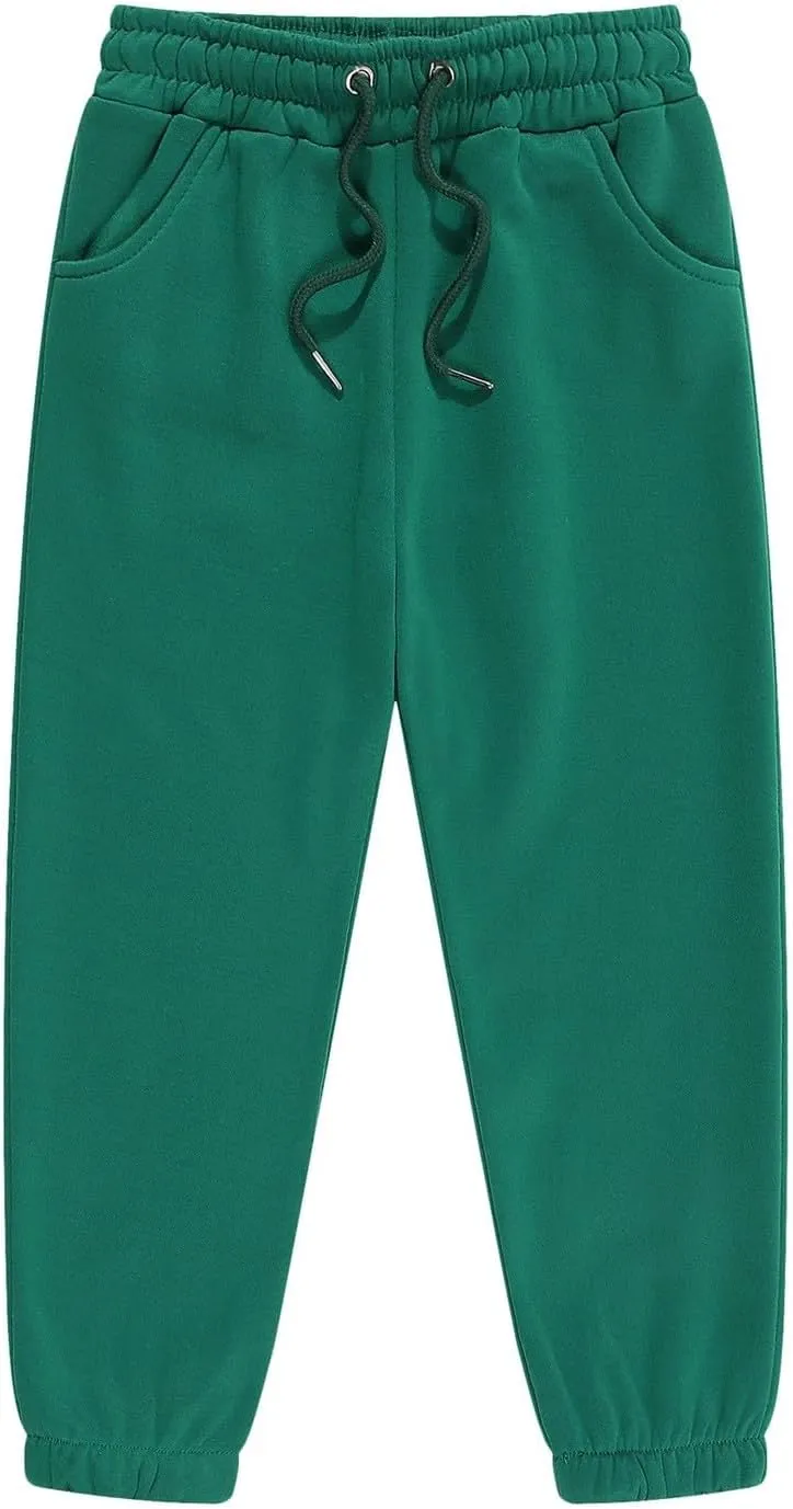 Kids Boys Jogger Pants Toddler Boys' Drawstring Elastic Waist Cotton Solid Pants Casual Sweatpants 1PCS Set