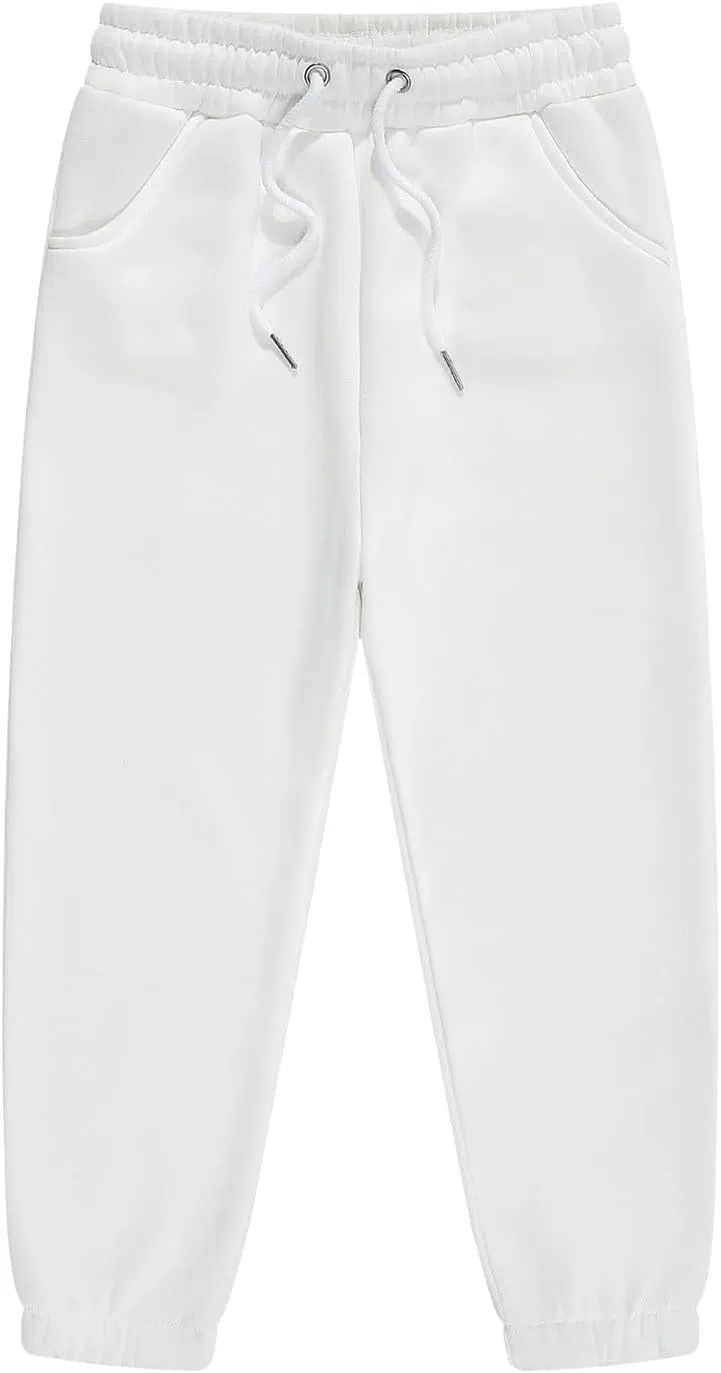 Kids Boys Jogger Pants Toddler Boys' Drawstring Elastic Waist Cotton Solid Pants Casual Sweatpants 1PCS Set