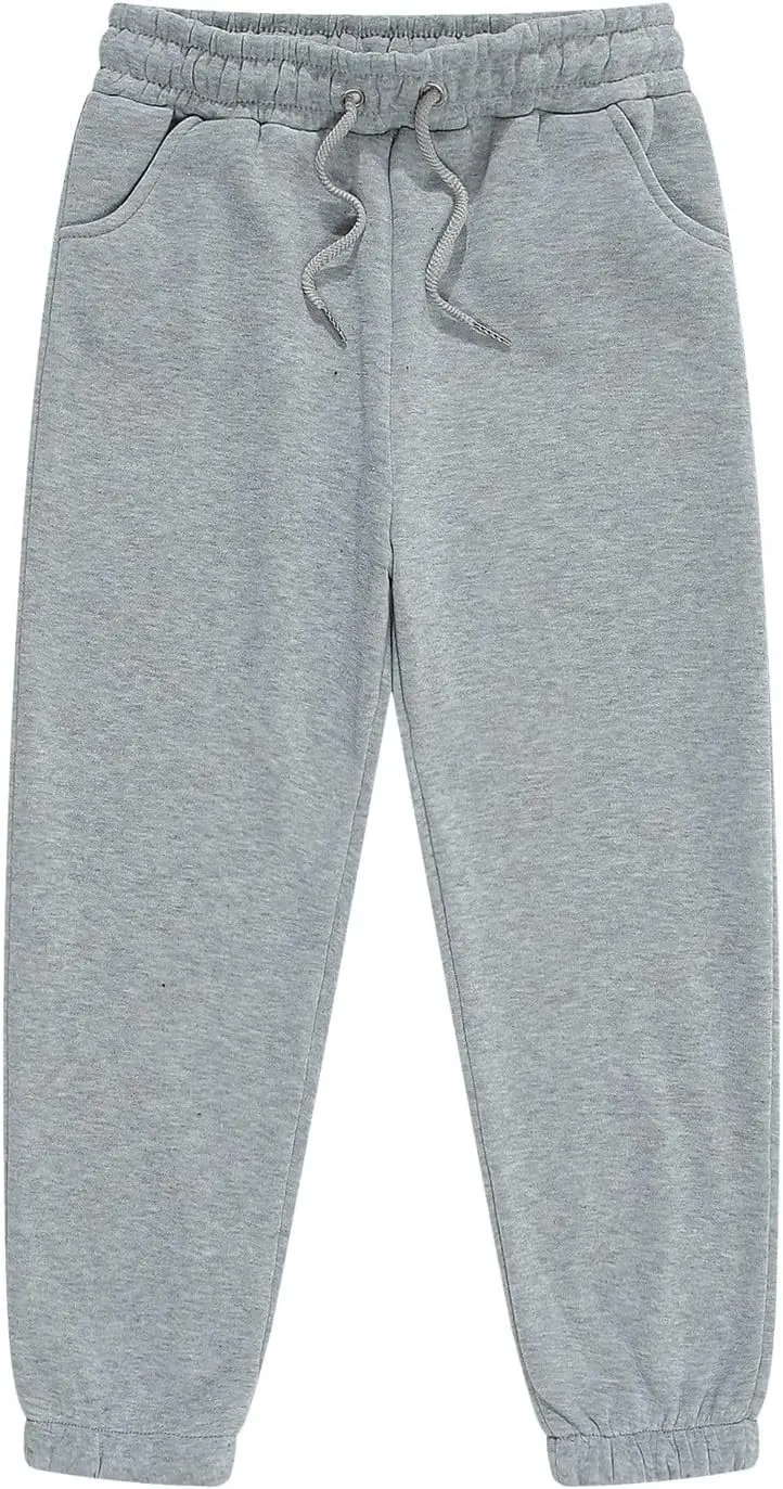 Kids Boys Jogger Pants Toddler Boys' Drawstring Elastic Waist Cotton Solid Pants Casual Sweatpants 1PCS Set