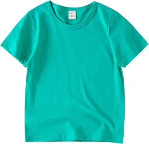 Kids Cotton Linen T Shirt Loose Soft Solid Tees Tops Baby Toddler Unisex Summer Basic Clothes Short Sleeve Lightweight