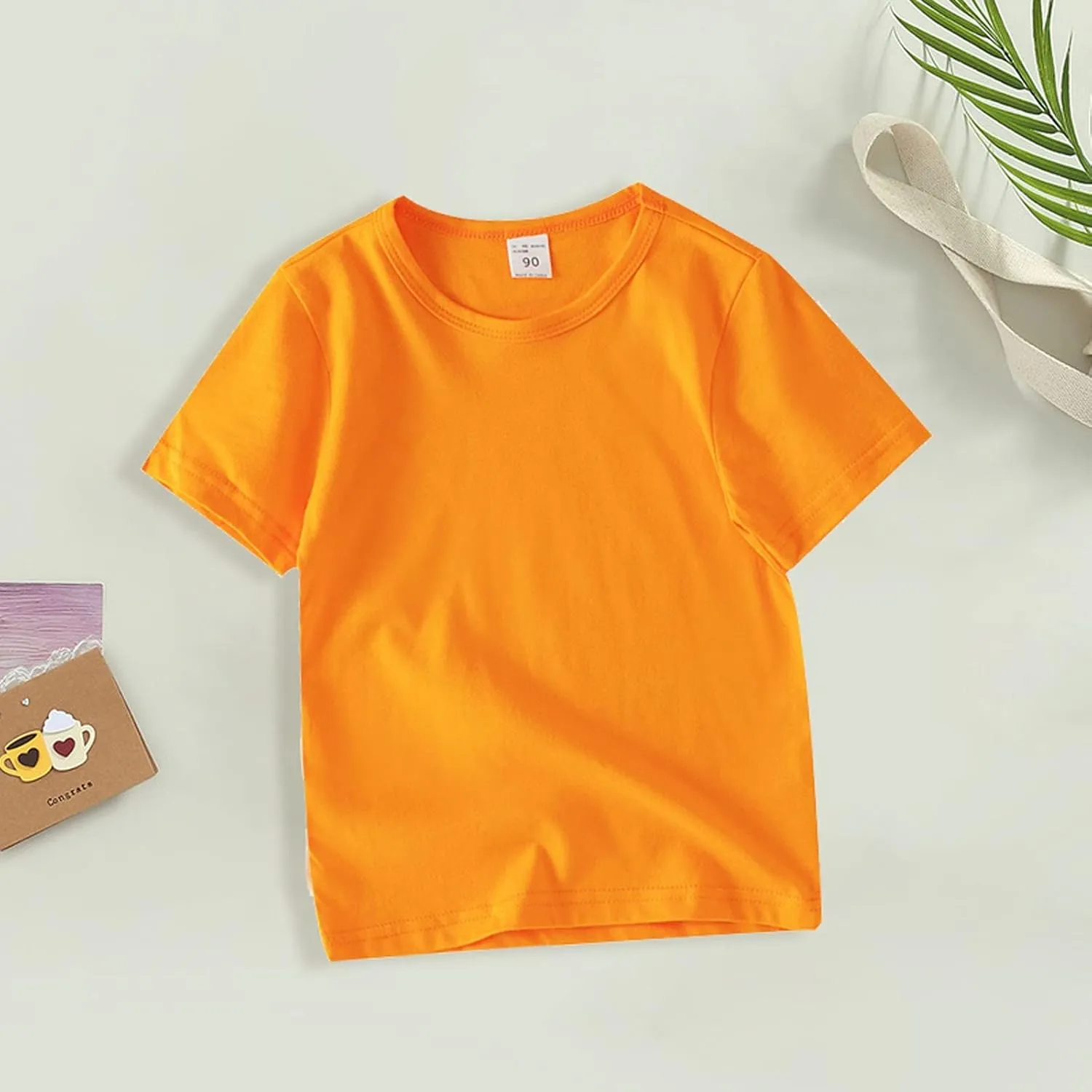 Kids Cotton Linen T Shirt Loose Soft Solid Tees Tops Baby Toddler Unisex Summer Basic Clothes Short Sleeve Lightweight