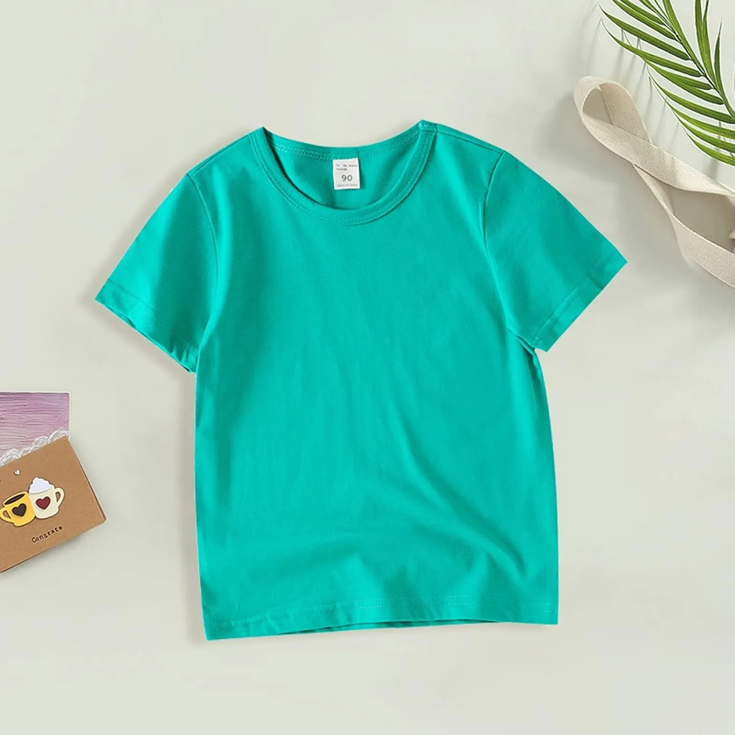 Kids Cotton Linen T Shirt Loose Soft Solid Tees Tops Baby Toddler Unisex Summer Basic Clothes Short Sleeve Lightweight