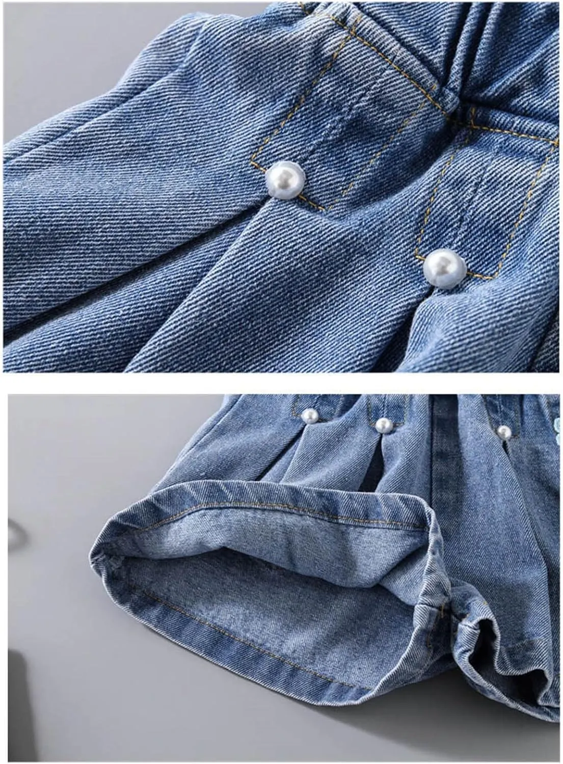 Kids Girl Denim Shorts Flower Elastic High Waisted Straight Wide Leg Summer Cute Jeans Childrens Teens Casual Shorts