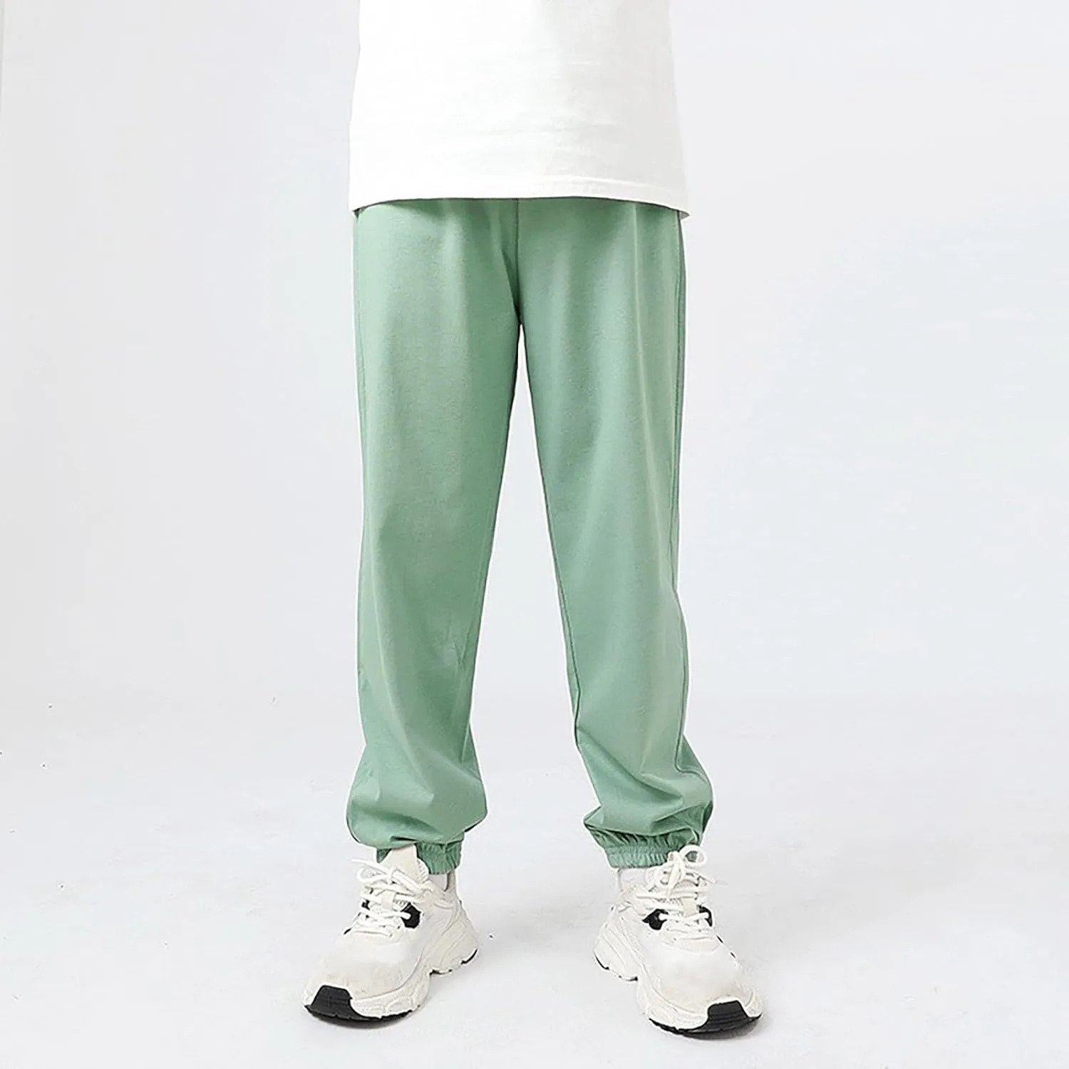 Kids Jogger Sweatpants Boys Girls High Waist Elastic Casual Solid Athletic Workout Pants Y2K Preppy Baggy Trousers