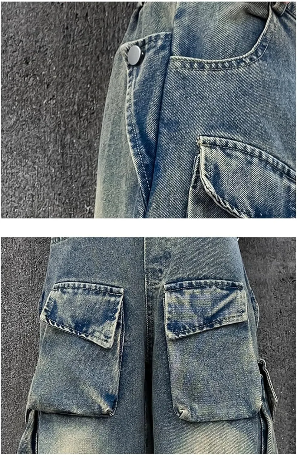 Kids Teen Cargo Baggy Jeans Boys Girls Loose High Waist Straight Vintage Casual Wide Leg Hip Hop Pants Trousers