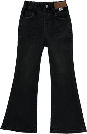 Kids Teens Girls Jeans Flare Pants Wide Leg Denim Waist Elastic Leisure Joggers Sweatpants Outdoor Trousers
