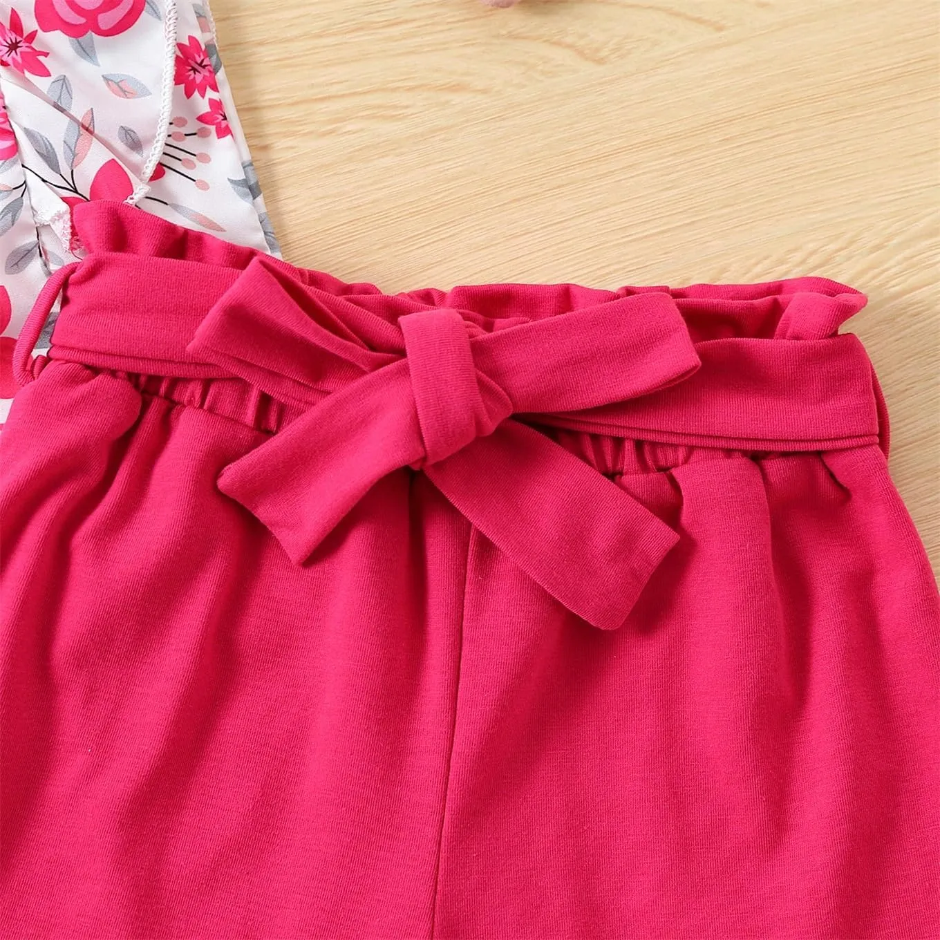 Kids Toddler Girls Clothes Outfits Floral Print Ruffle Sleeveless Top Belted Shorts Set Summer Clothing Set