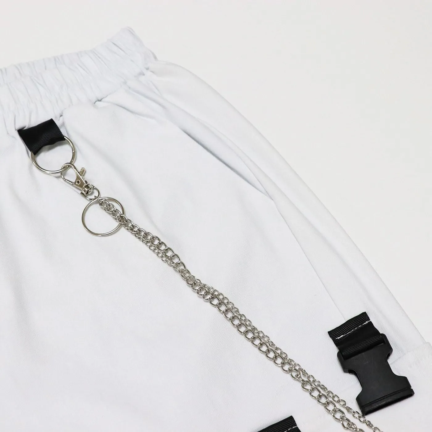 Kisswow Women's Cargo Jogger Pants Baggy Cargo Pants with Chain