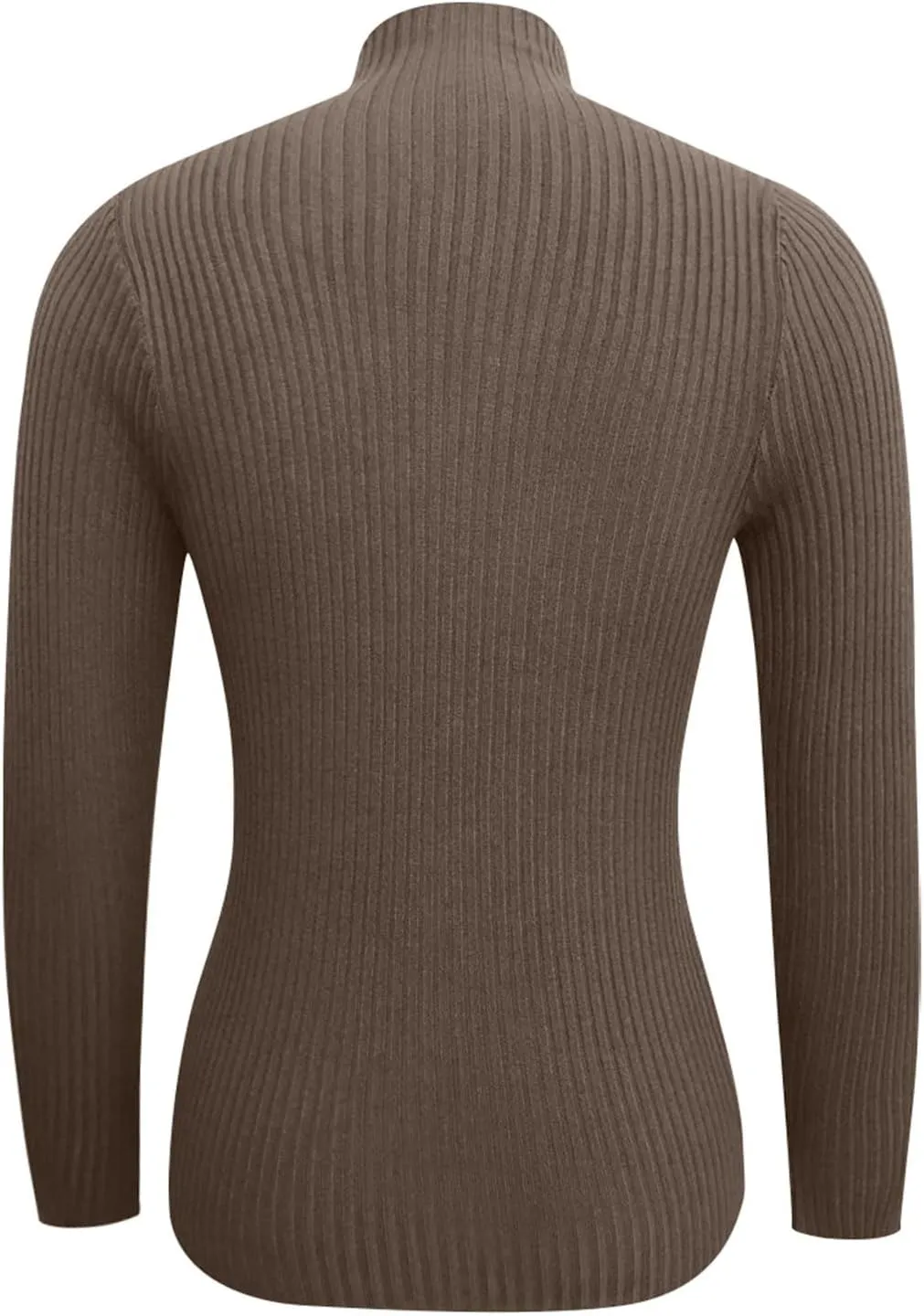 Knit Sweater for Women Long Sleeve Mock Neck Ribbed Knit Button Down Slim Tops Stretchy Casual Basic Pullovers