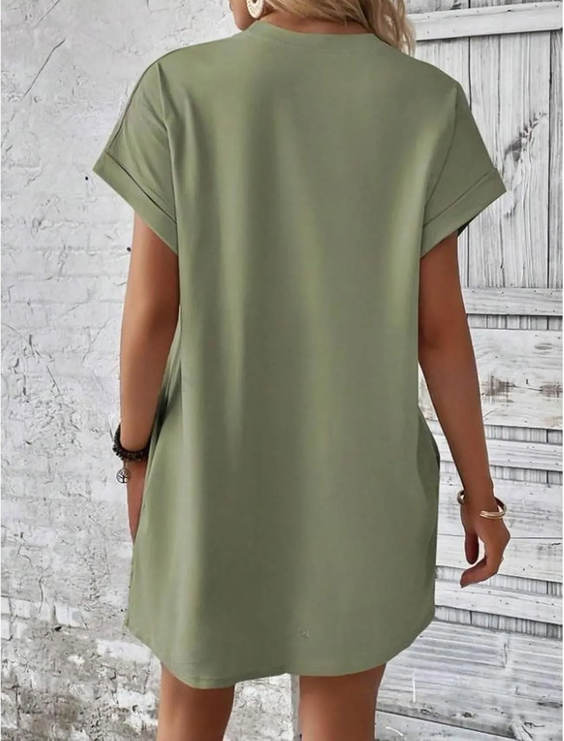 Kubbon Womens Casual Summer T Shirt Dress Crewneck Short Sleeve Mini Dresses Loose Fit Knee Length Beach Short Dresses