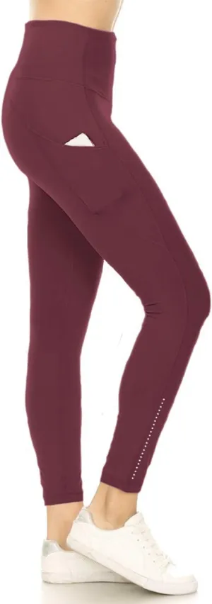 Leggings Depot Women's High Waisted Reflective Yoga Pants with Pockets Athletic Leggings