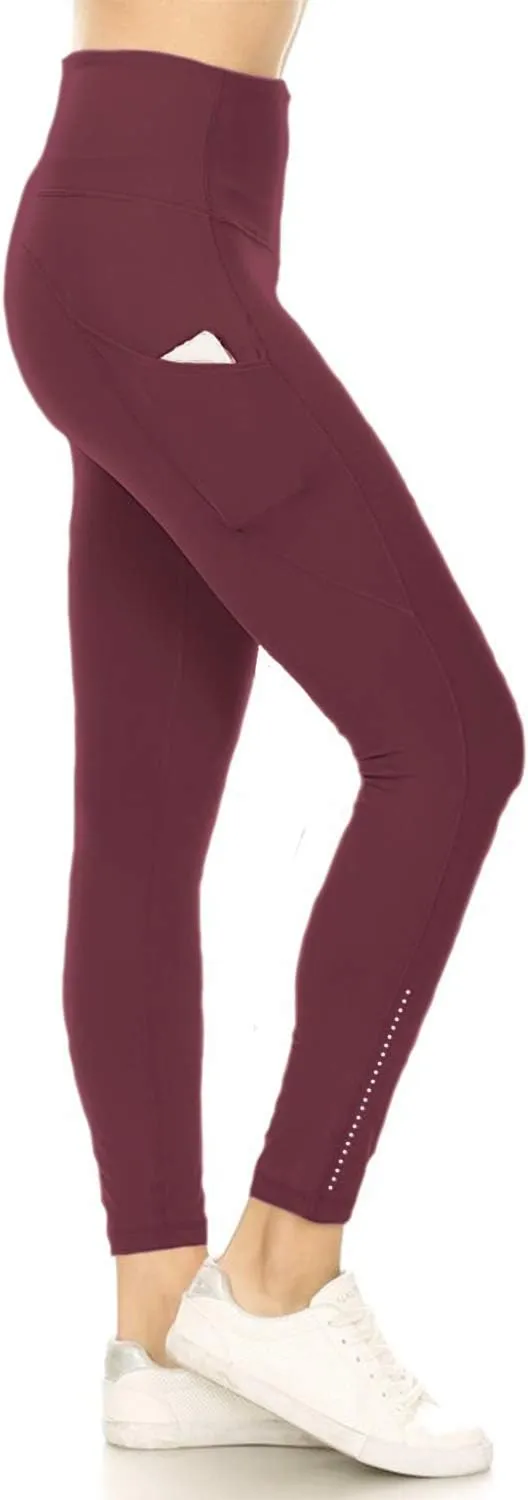 Leggings Depot Women's High Waisted Reflective Yoga Pants with Pockets Athletic Leggings