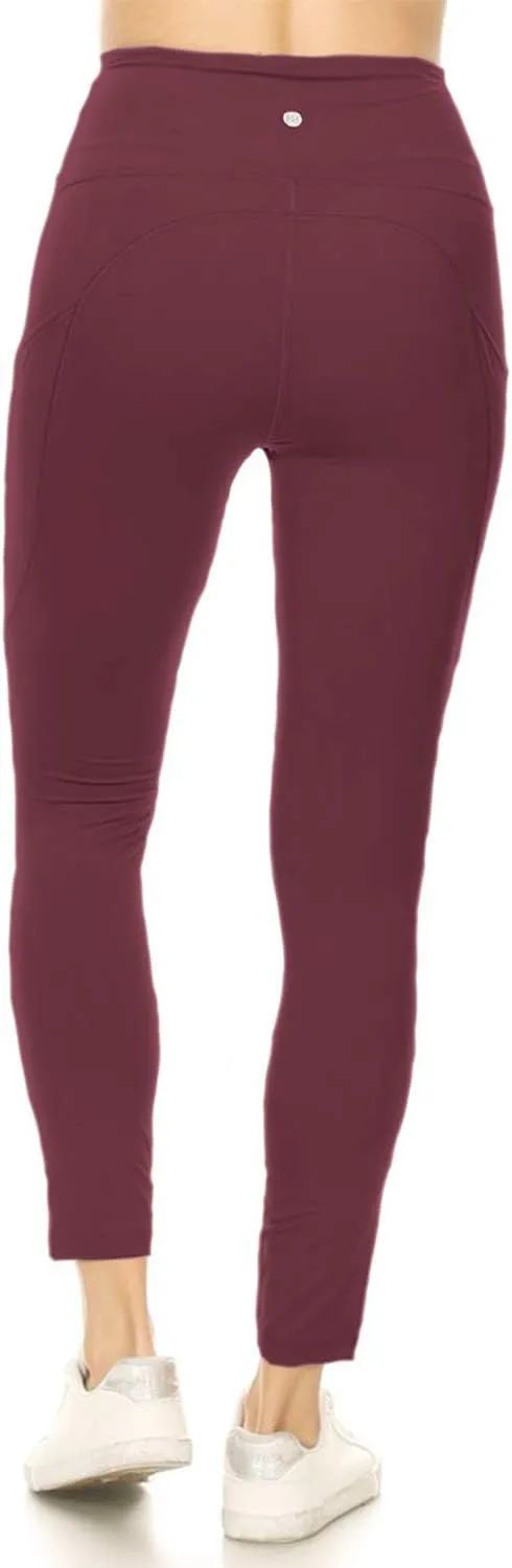 Leggings Depot Women's High Waisted Reflective Yoga Pants with Pockets Athletic Leggings