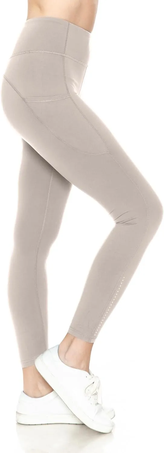 Leggings Depot Women's High Waisted Reflective Yoga Pants with Pockets Athletic Leggings