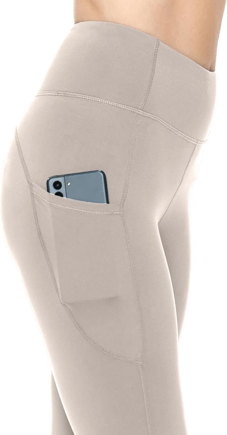 Leggings Depot Women's High Waisted Reflective Yoga Pants with Pockets Athletic Leggings