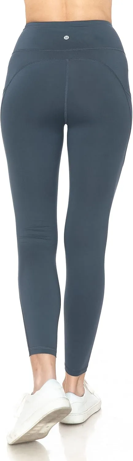 Leggings Depot Women's High Waisted Reflective Yoga Pants with Pockets Athletic Leggings