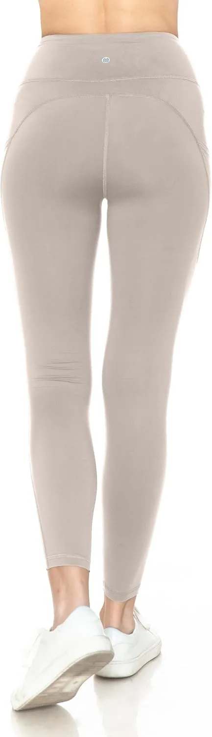Leggings Depot Women's High Waisted Reflective Yoga Pants with Pockets Athletic Leggings