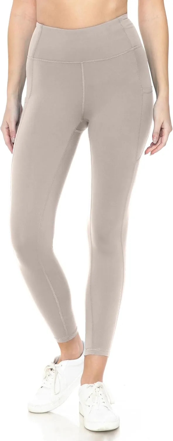 Leggings Depot Women's High Waisted Reflective Yoga Pants with Pockets Athletic Leggings